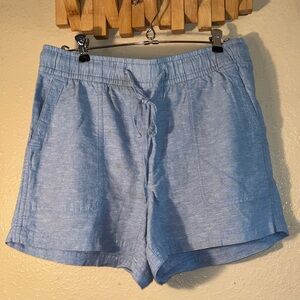 EUC GAP blue cotton linen shorts, baggy size medium waist is 32 inch elastic len